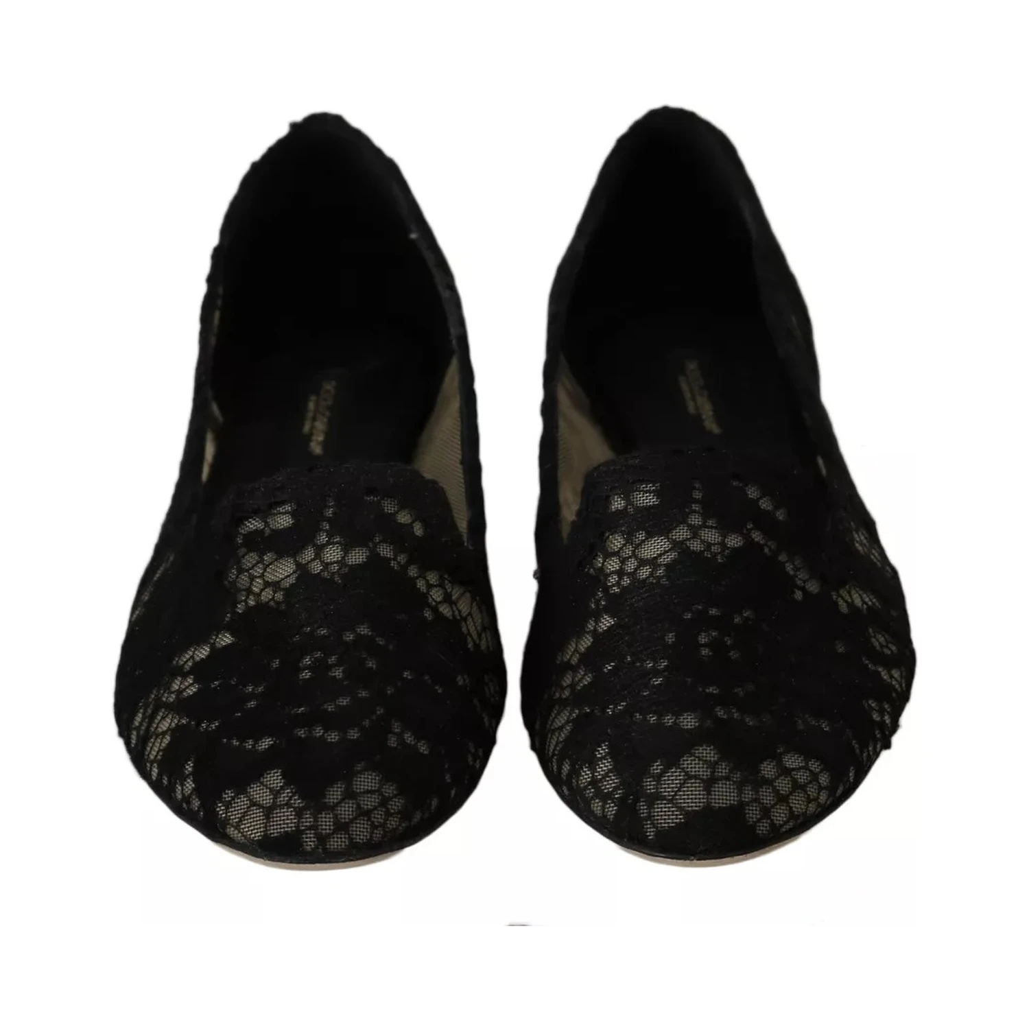 Black Floral Lace Loafers Flats Shoes