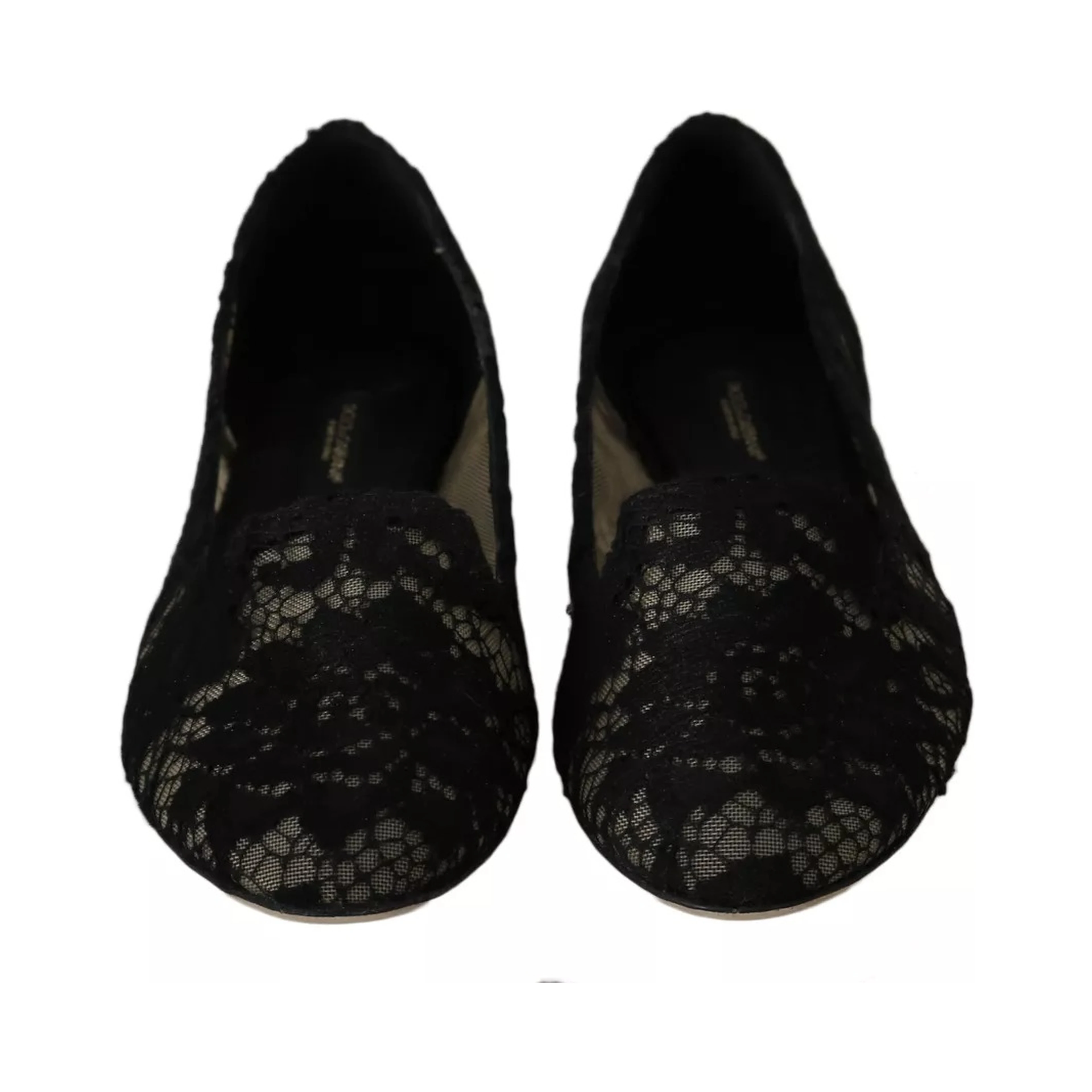 Black Floral Lace Loafers Flats Shoes
