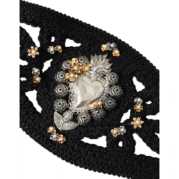 Black Canvas Embellished Waist Women Belt