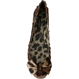 Brown Leopard Silk Ballerina Flats Shoes