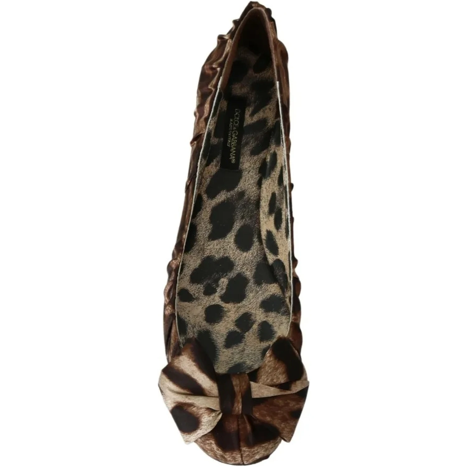 Brown Leopard Silk Ballerina Flats Shoes