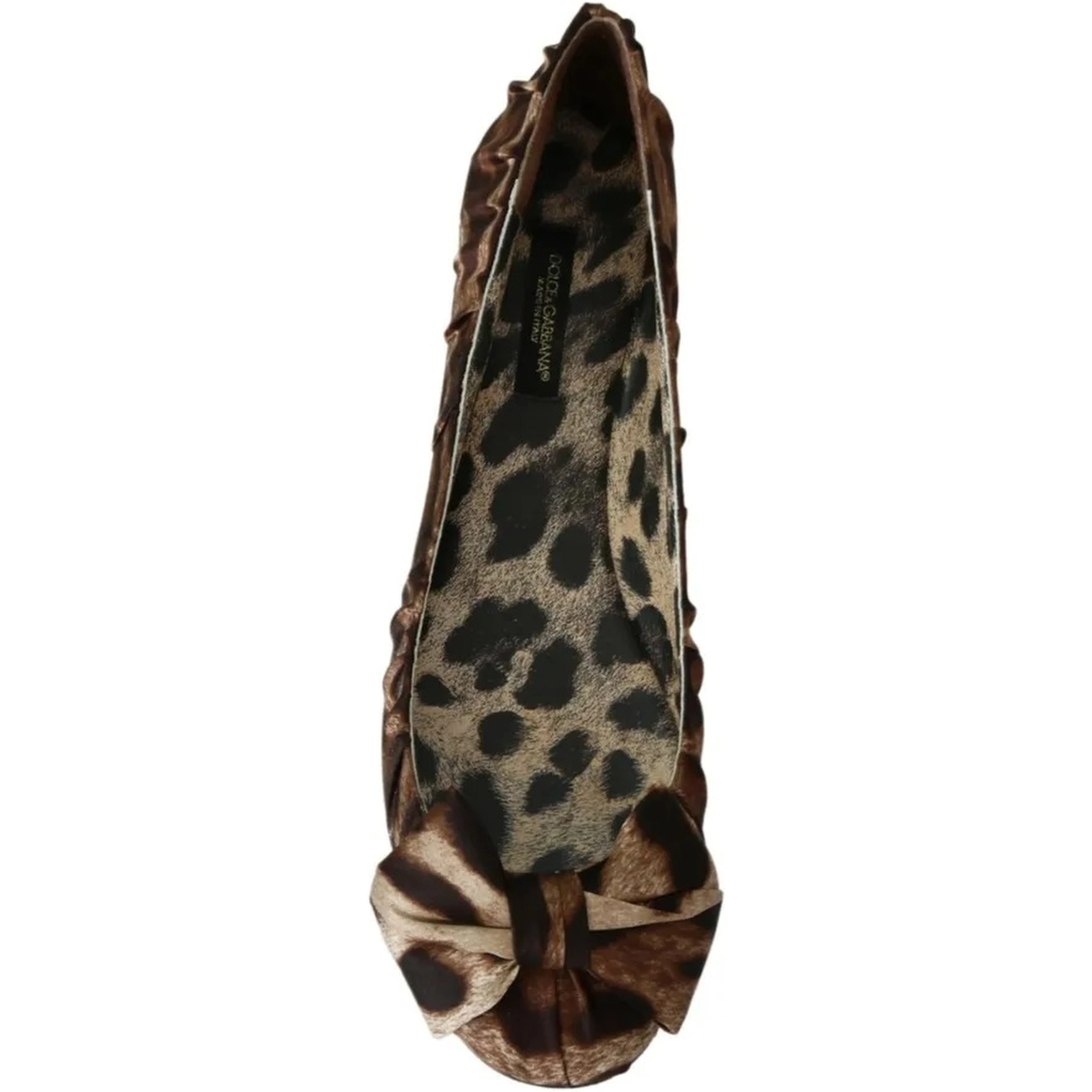 Brown Leopard Silk Ballerina Flats Shoes