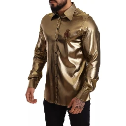 Metallic Gold DG Embroidered Crown Silk Top Shirt