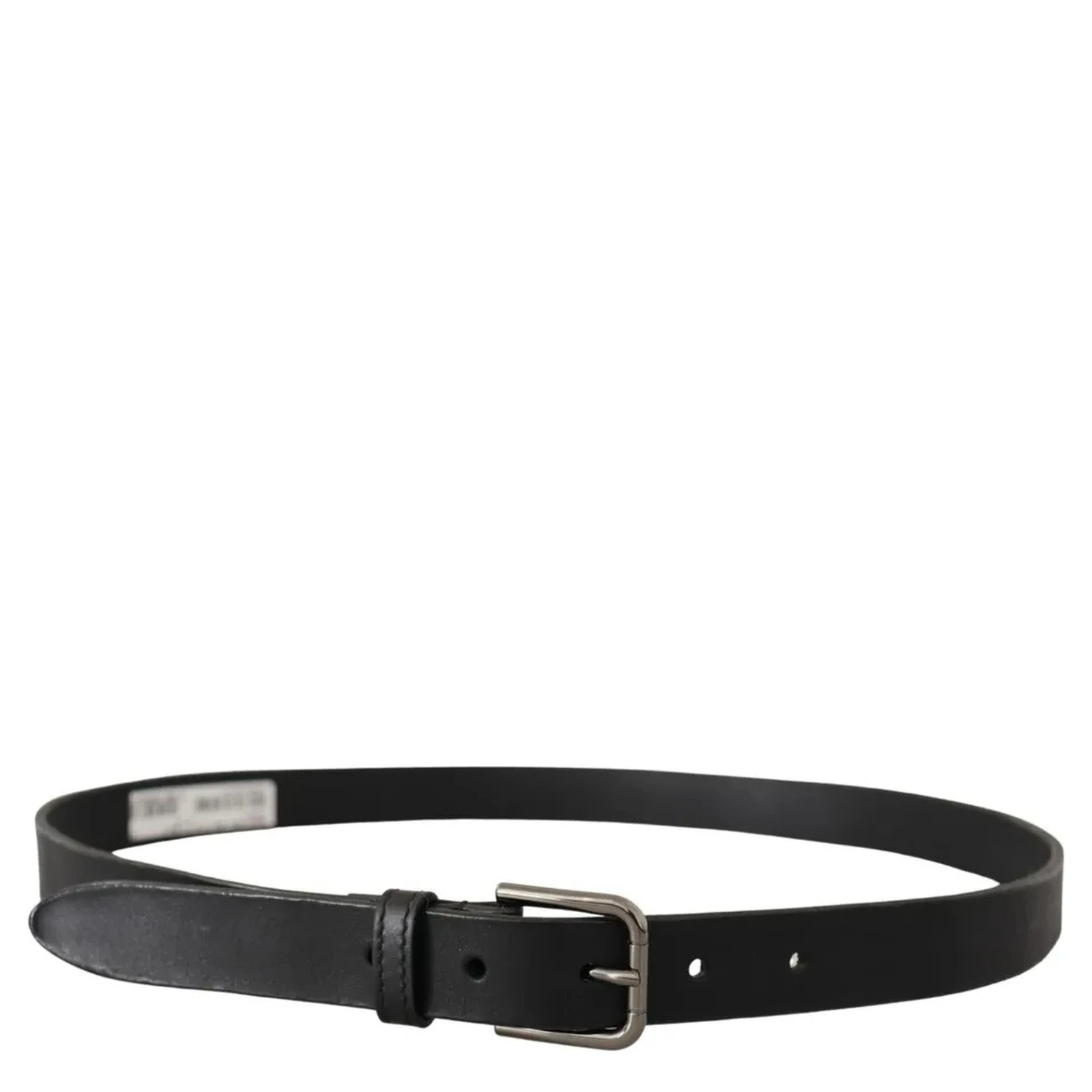 Black Calf Leather Classic Metal Logo Buckle Belt