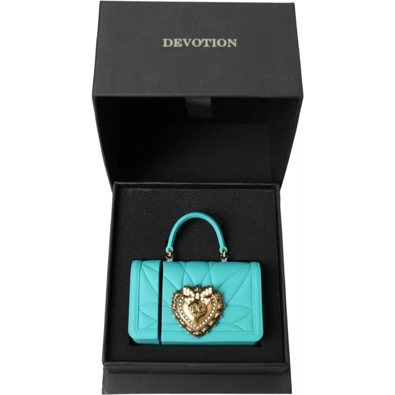 Turquoise Silicone Devotion Heart Bag Cover Hand Airpods Case