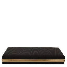 Black Silk Gold Frame Clutch Evening Party Purse Bag