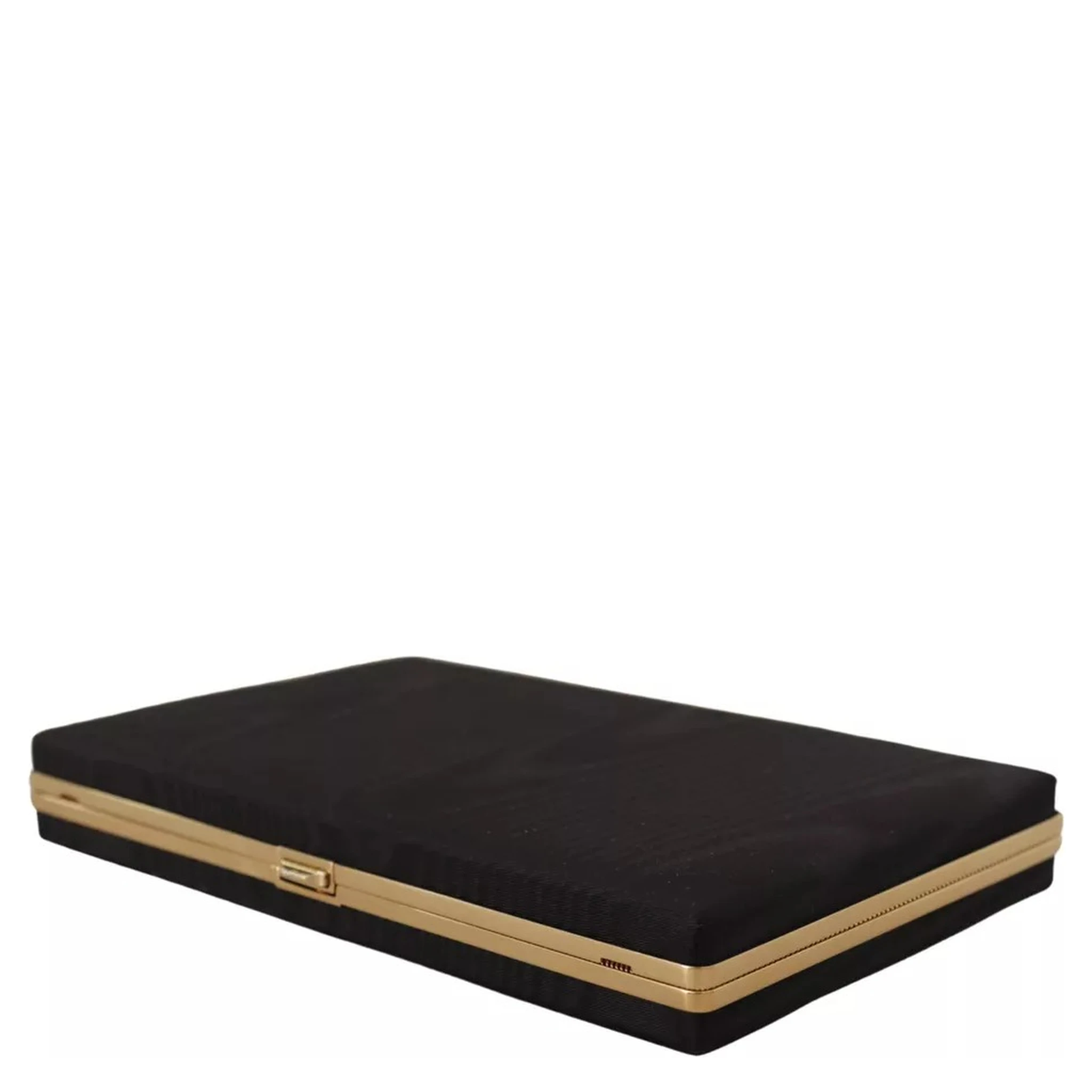 Black Silk Gold Frame Clutch Evening Party Purse Bag