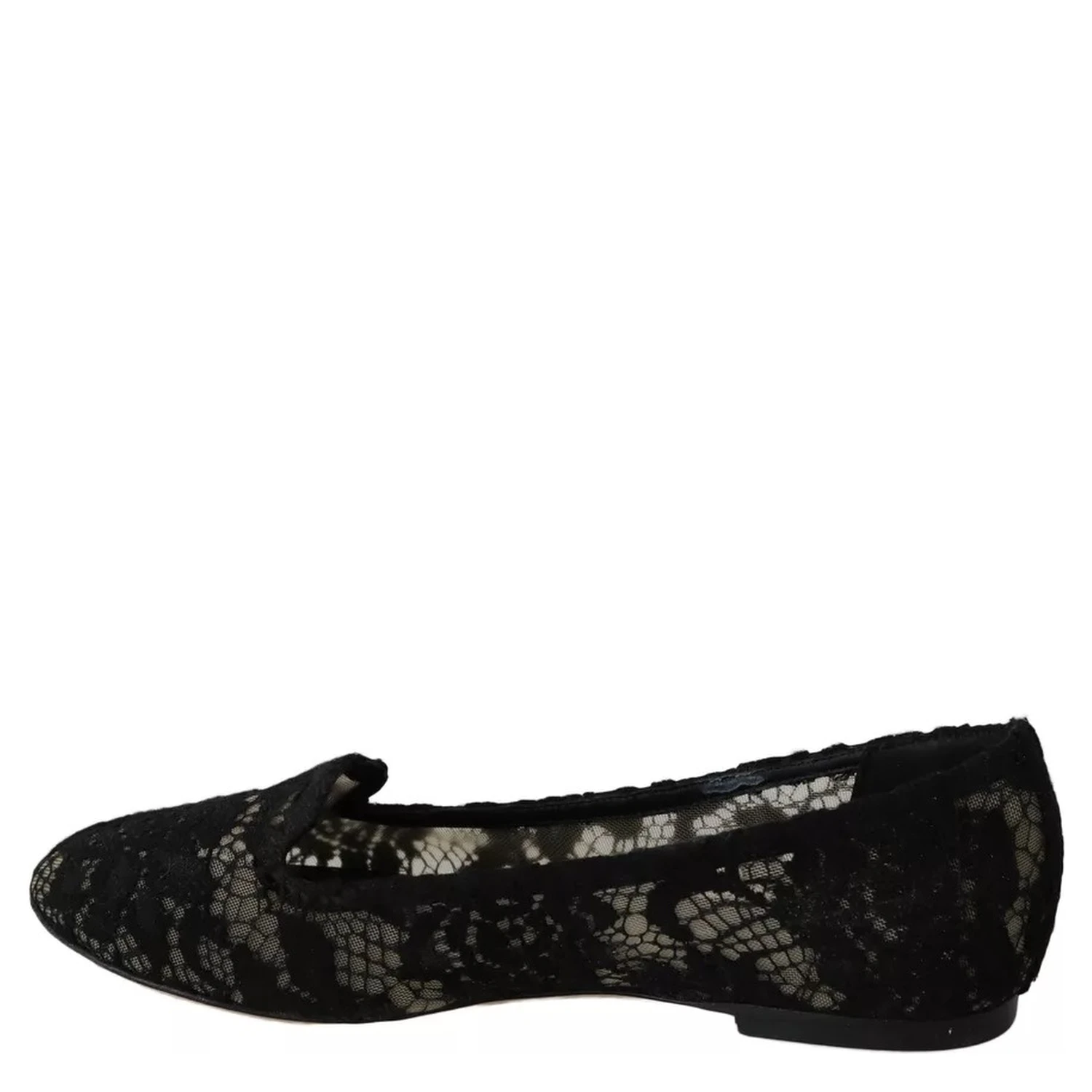 Black Floral Lace Loafers Flats Shoes