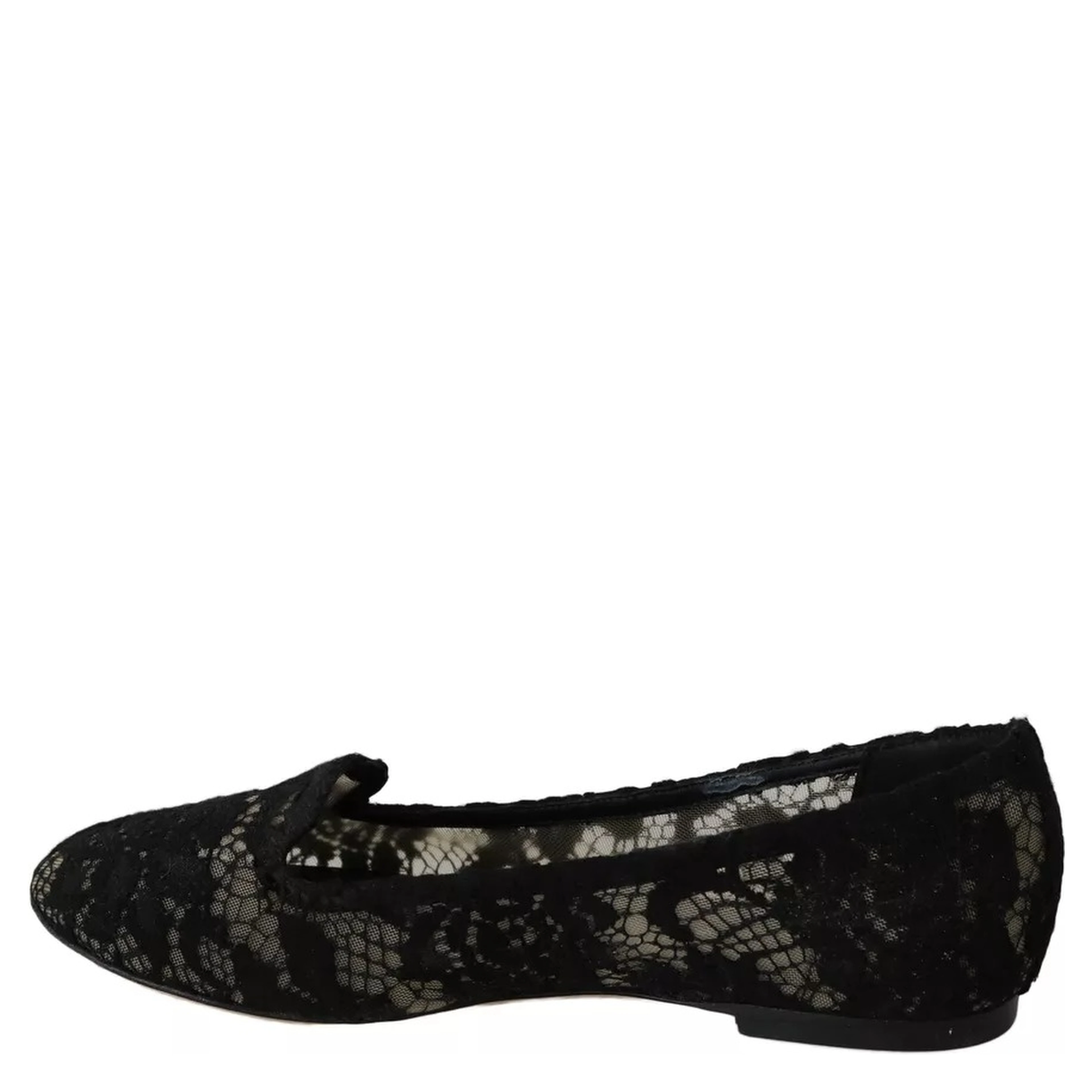 Black Floral Lace Loafers Flats Shoes