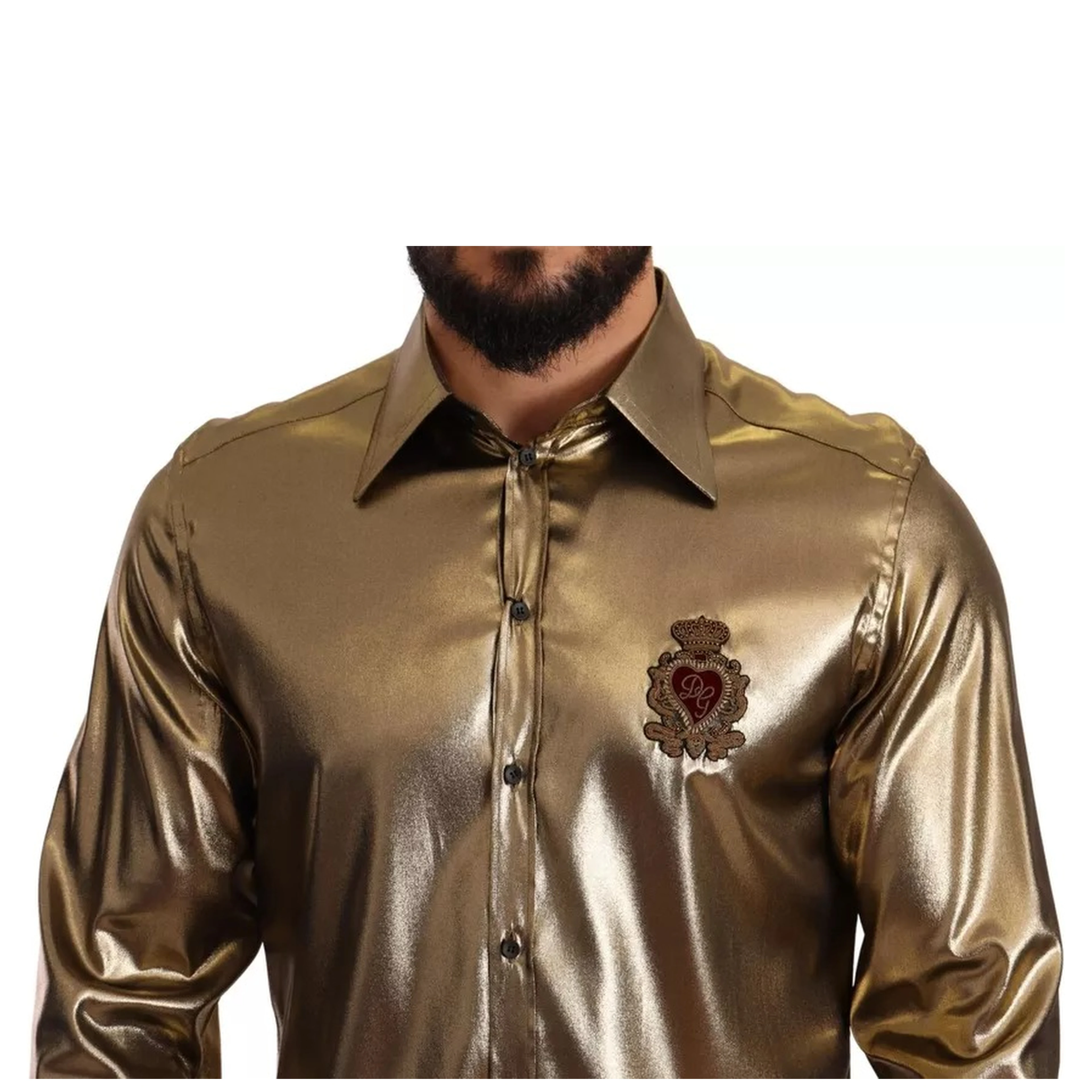 Metallic Gold DG Embroidered Crown Silk Top Shirt