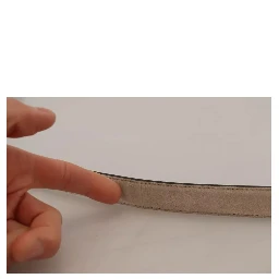 Beige Velvet Leather Gold Tone Metal Buckle Belt