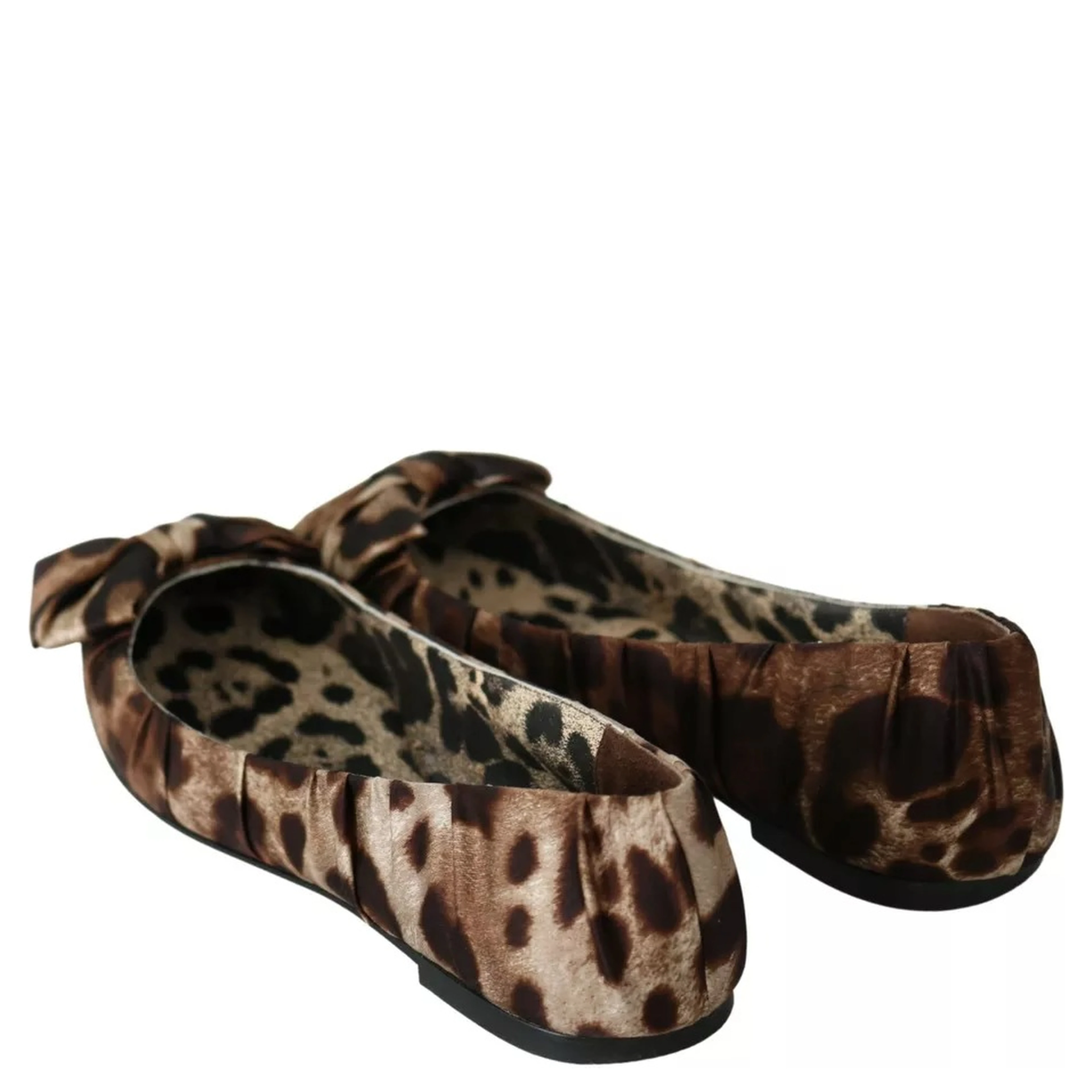 Brown Leopard Silk Ballerina Flats Shoes