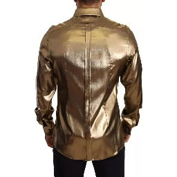 Metallic Gold DG Embroidered Crown Silk Top Shirt