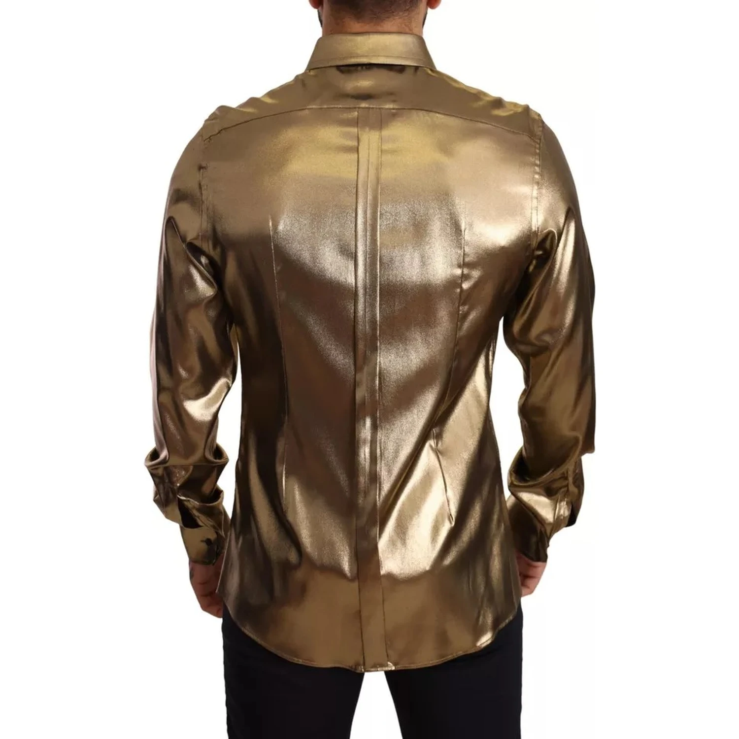 Metallic Gold DG Embroidered Crown Silk Top Shirt