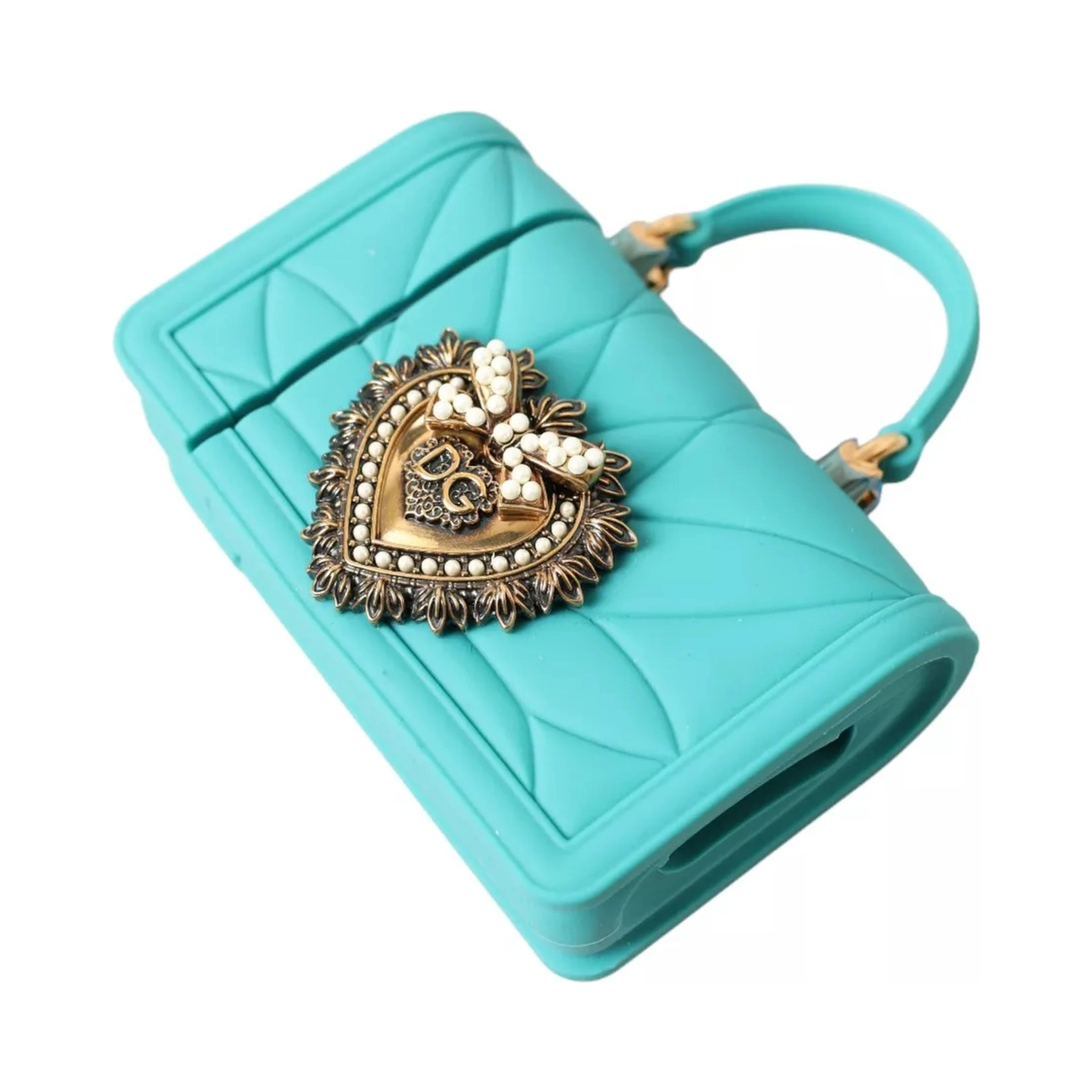 Turquoise Silicone Devotion Heart Bag Cover Hand Airpods Case