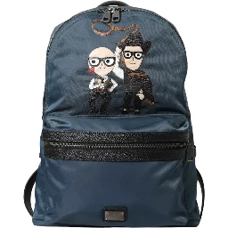 Blue Nylon #DGFamily Patch Men Backpack Bag