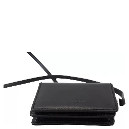 Black Leather Bifold Shoulder Sling Women Wallet