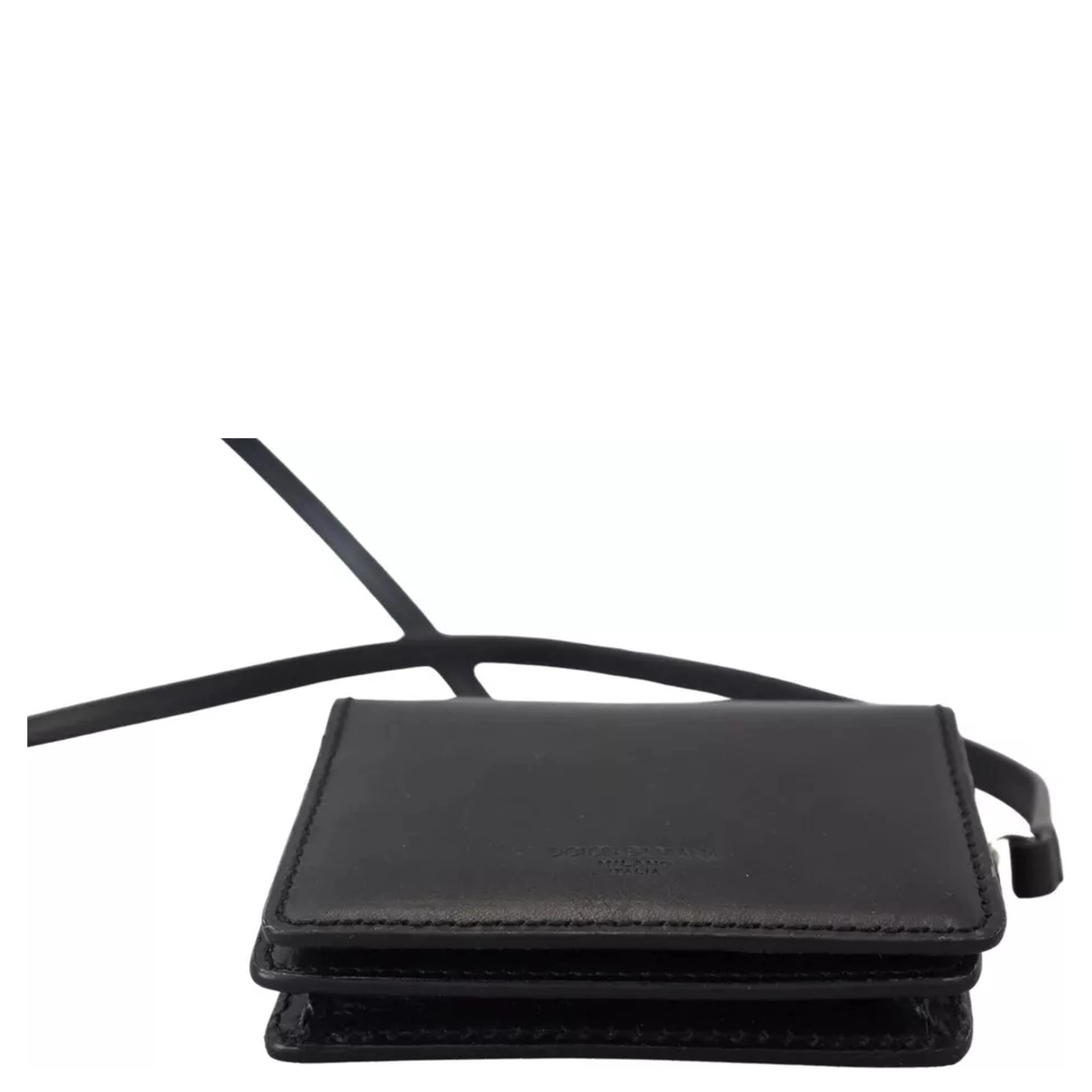 Black Leather Bifold Shoulder Sling Women Wallet