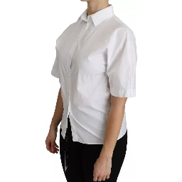 White Collared Short Sleeve Polo Shirt Top