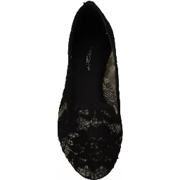 Black Floral Lace Loafers Flats Shoes