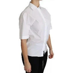 White Collared Short Sleeve Polo Shirt Top