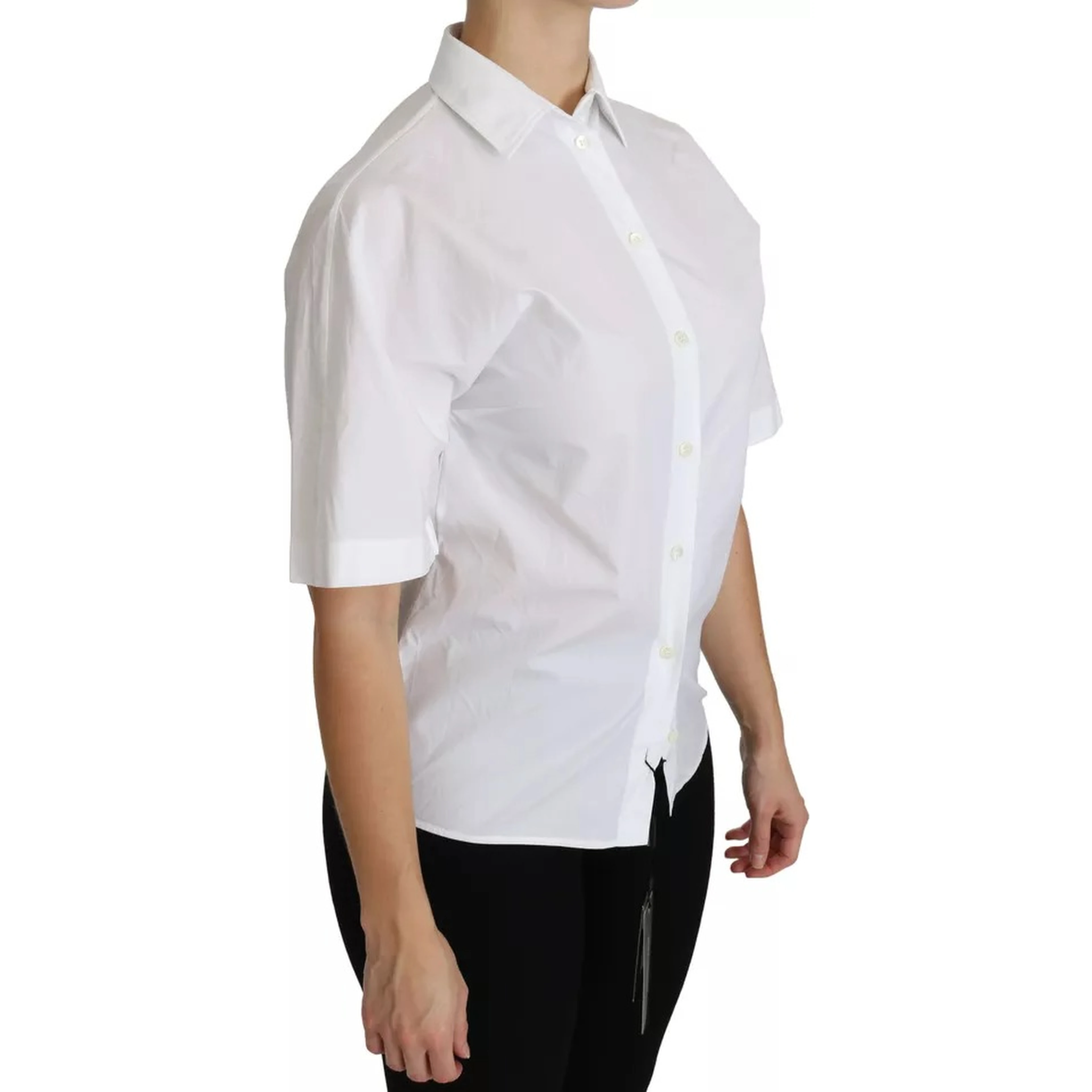 White Collared Short Sleeve Polo Shirt Top