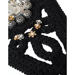 Black Canvas Embellished Waist Women Belt