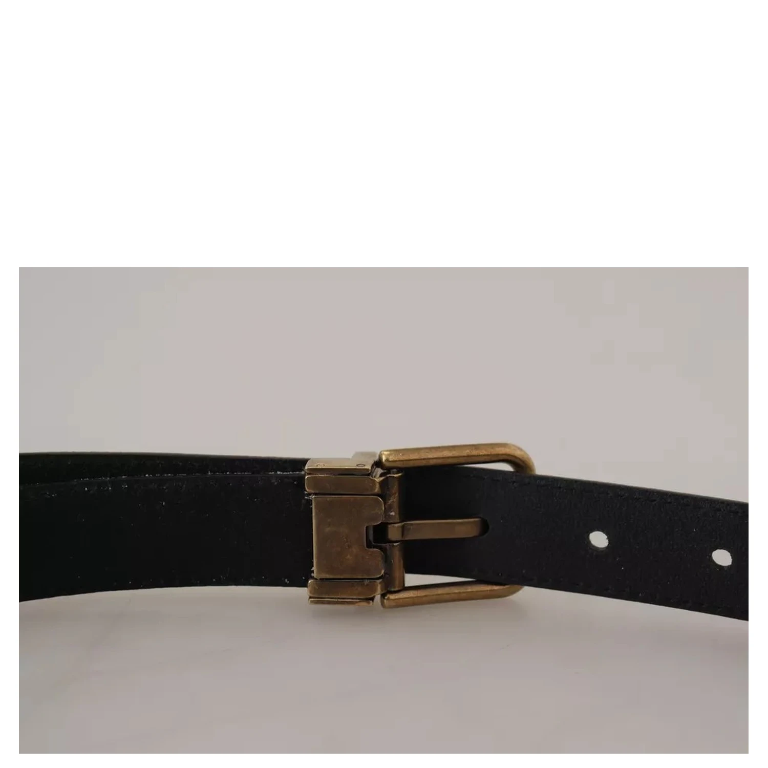 Beige Velvet Leather Gold Tone Metal Buckle Belt