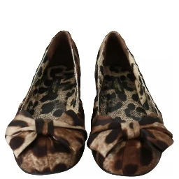 Brown Leopard Silk Ballerina Flats Shoes