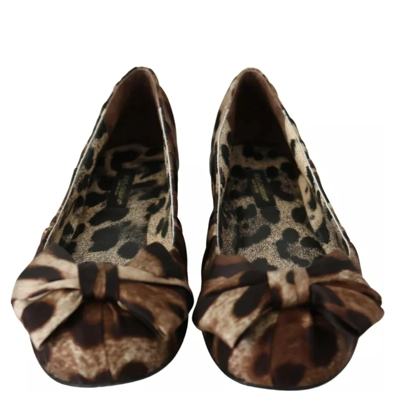 Brown Leopard Silk Ballerina Flats Shoes