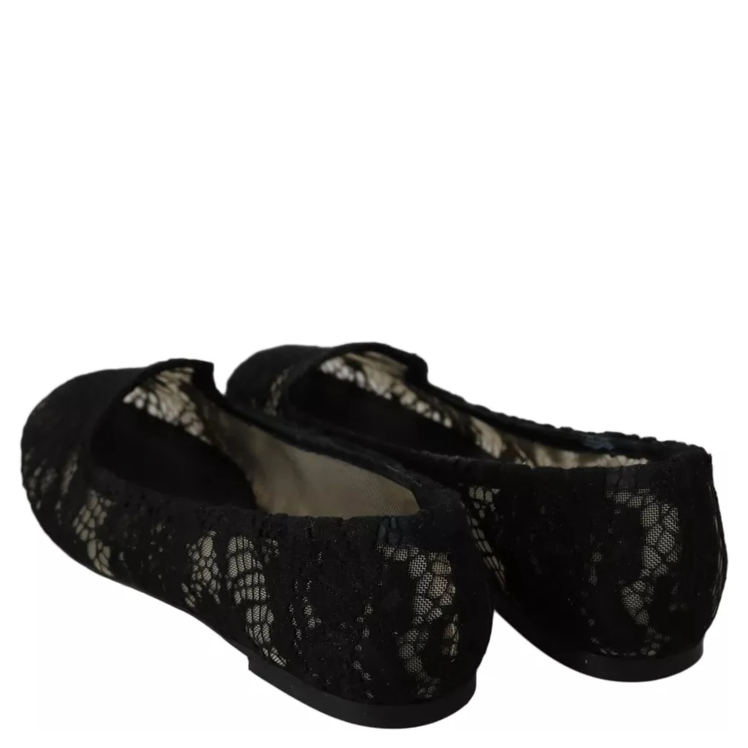 Black Floral Lace Loafers Flats Shoes