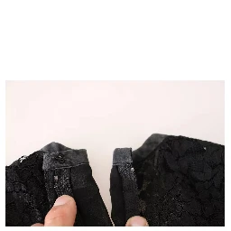 Black Lace Long Sleeve Blouse Nylon Top