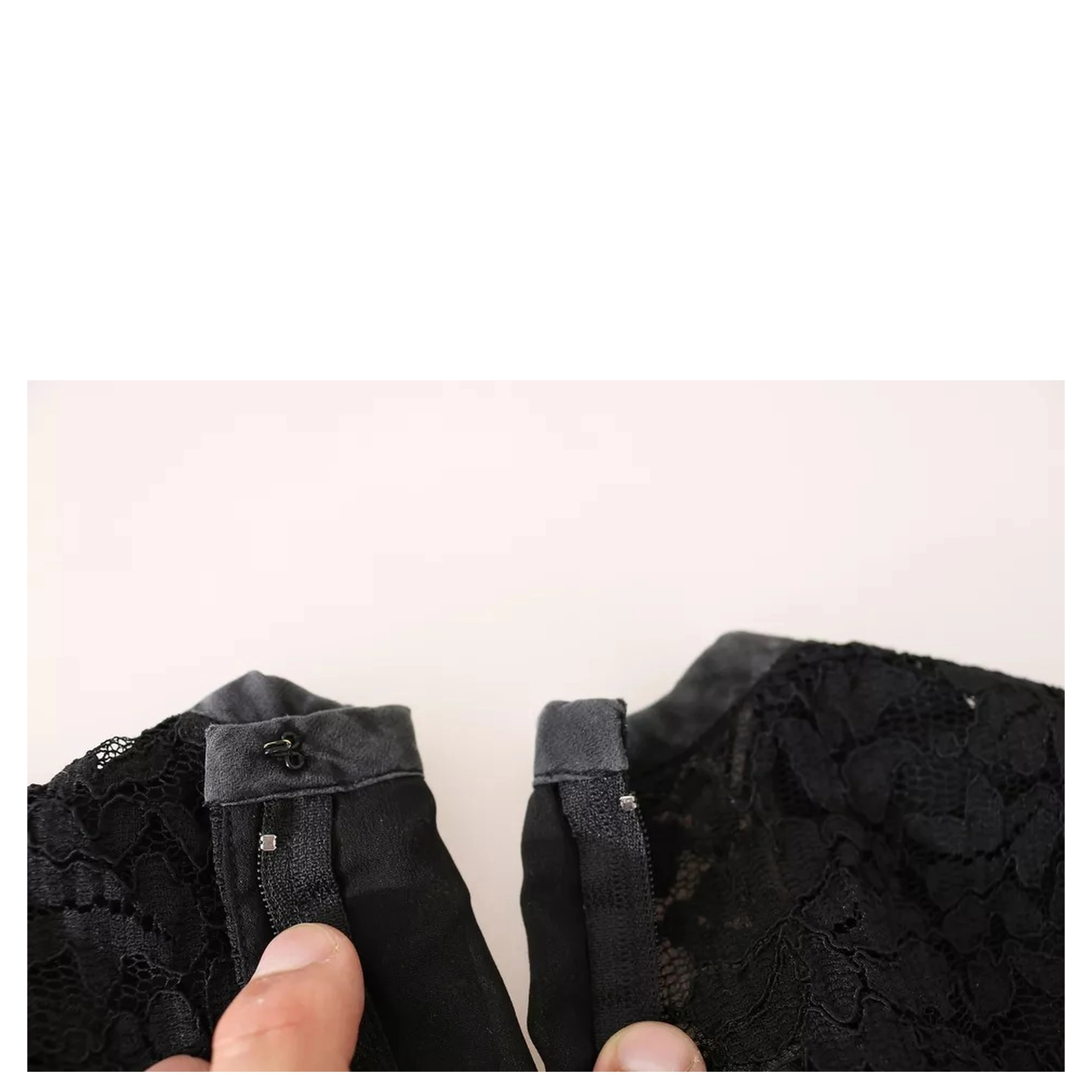 Black Lace Long Sleeve Blouse Nylon Top
