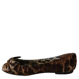 Brown Leopard Silk Ballerina Flats Shoes