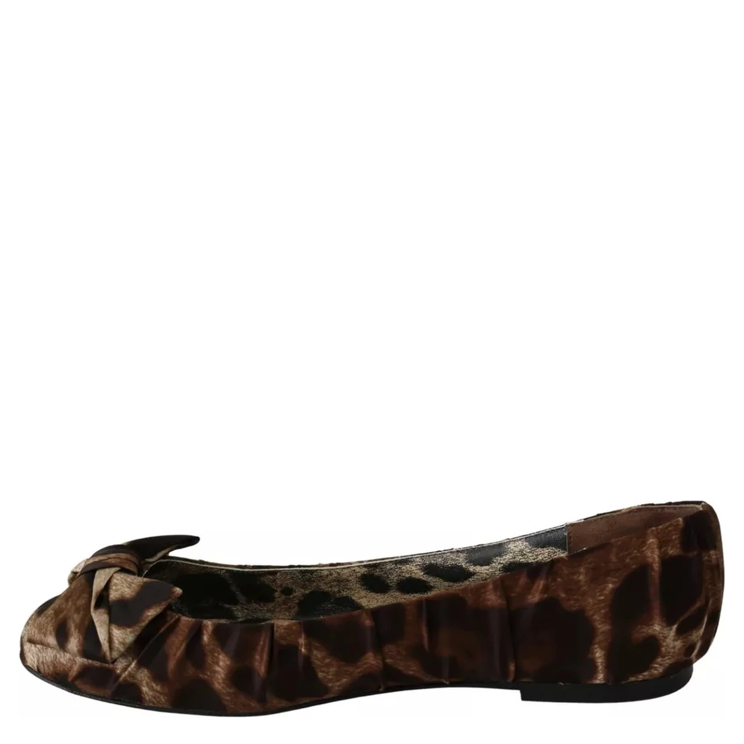 Brown Leopard Silk Ballerina Flats Shoes