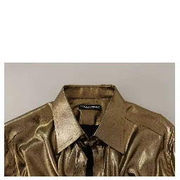 Metallic Gold DG Embroidered Crown Silk Top Shirt