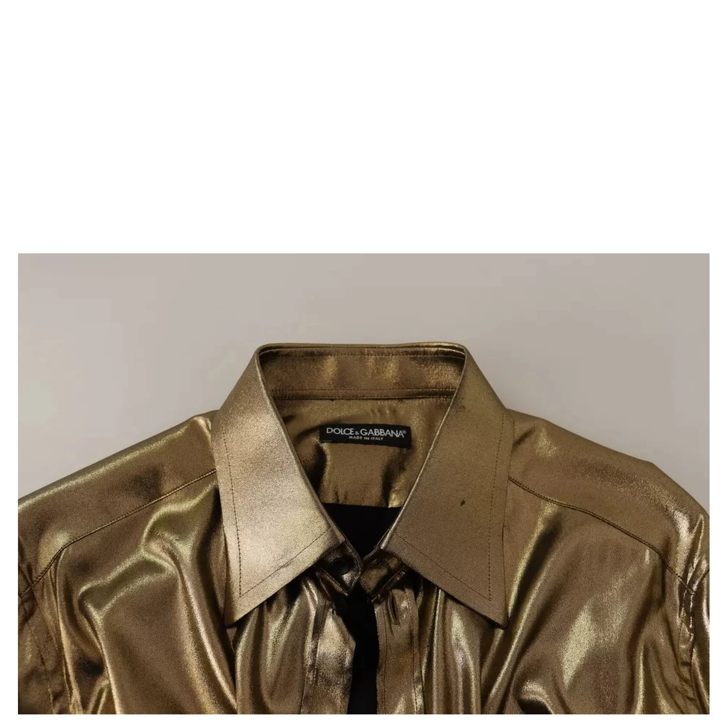 Metallic Gold DG Embroidered Crown Silk Top Shirt