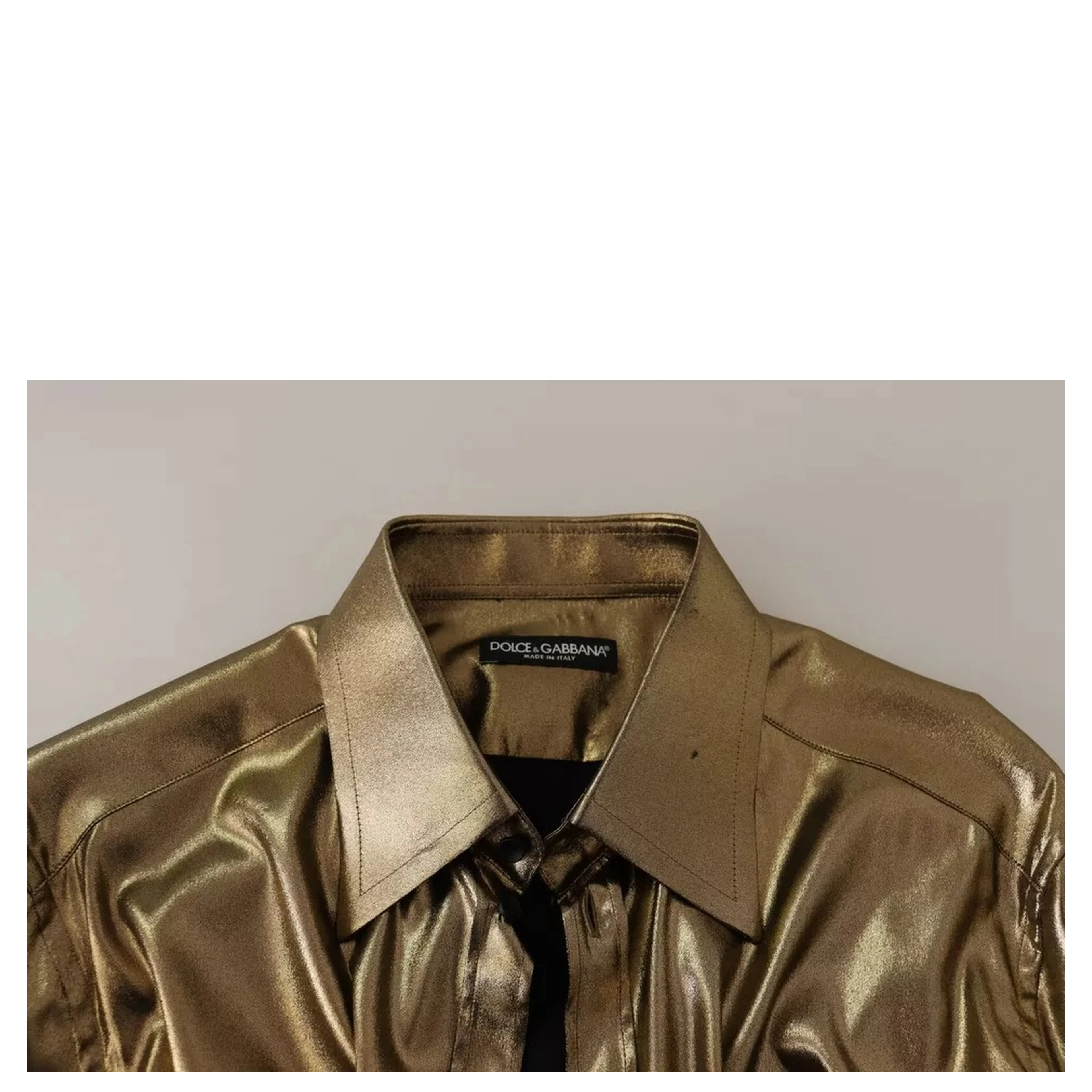 Metallic Gold DG Embroidered Crown Silk Top Shirt