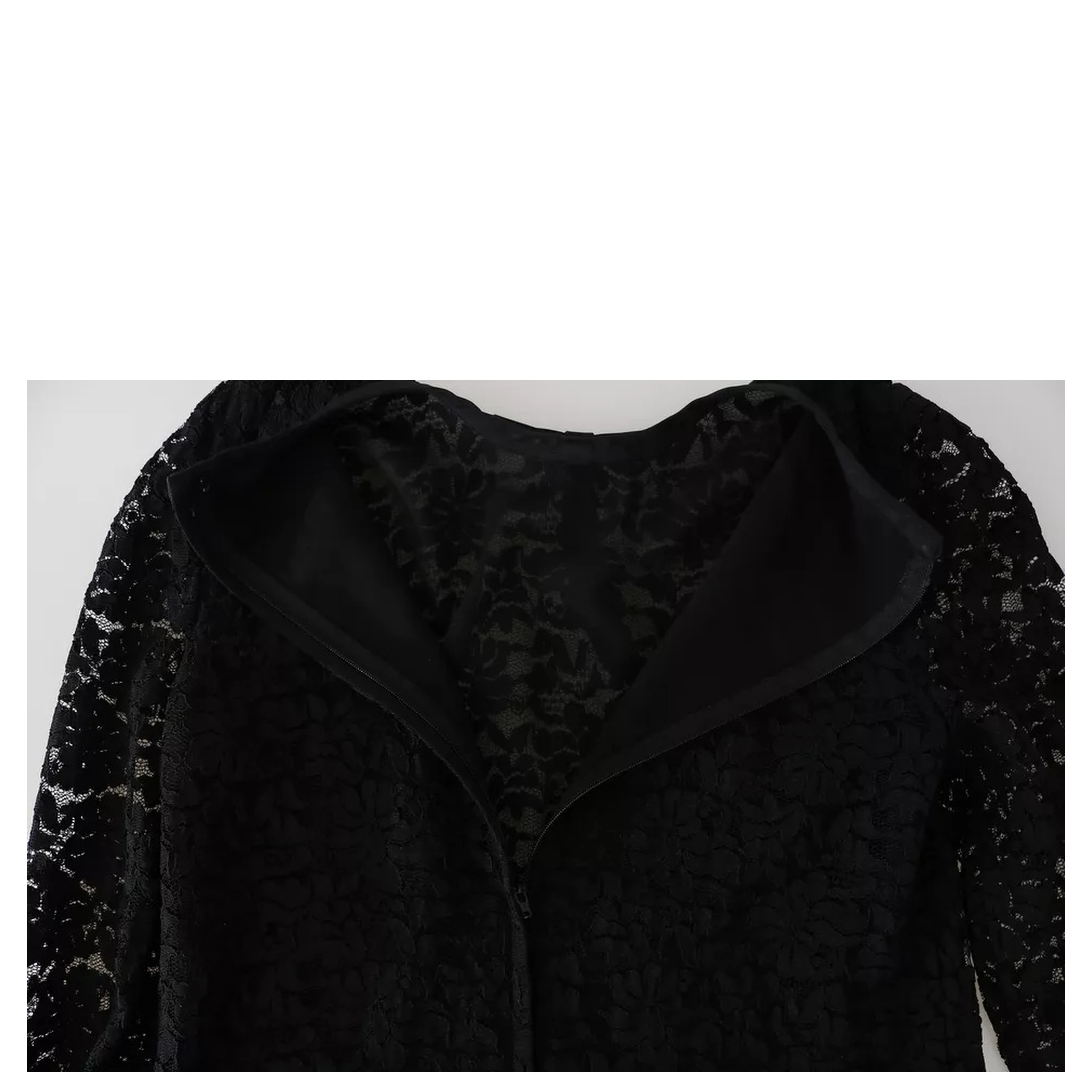 Black Lace Long Sleeve Blouse Nylon Top