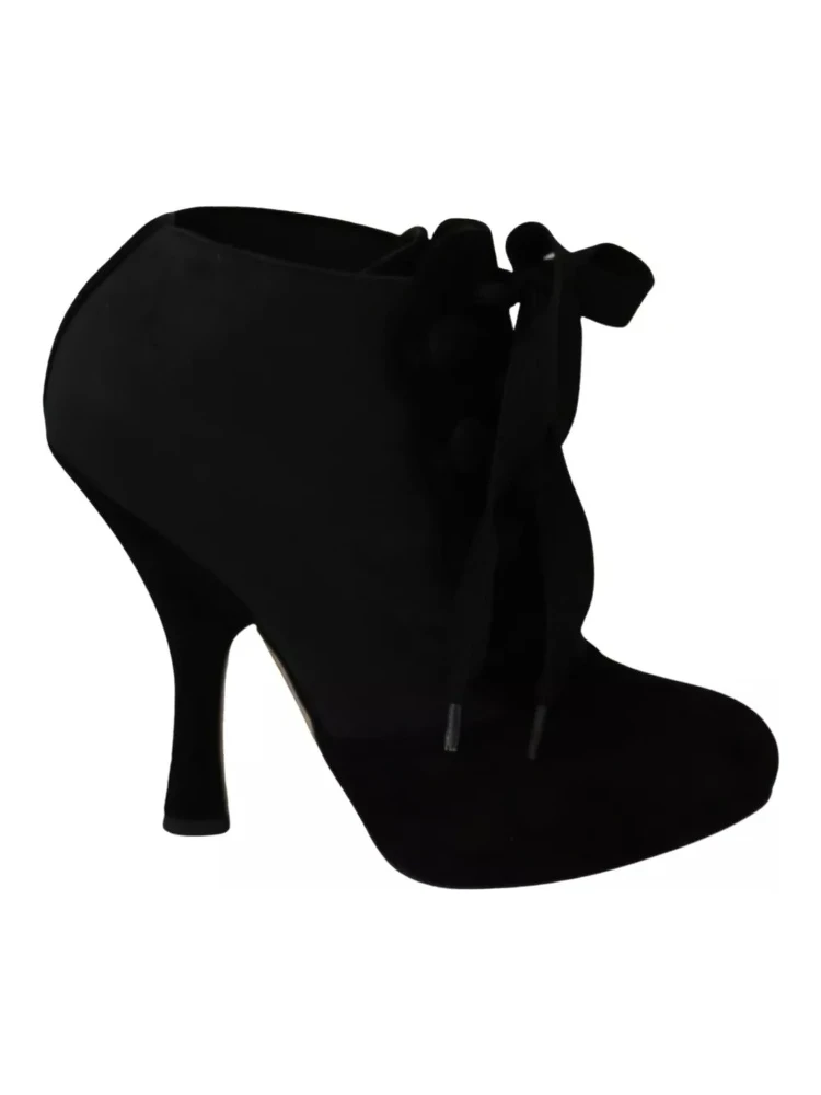 Black Suede Stretch Ankle Boots Booties Shoes