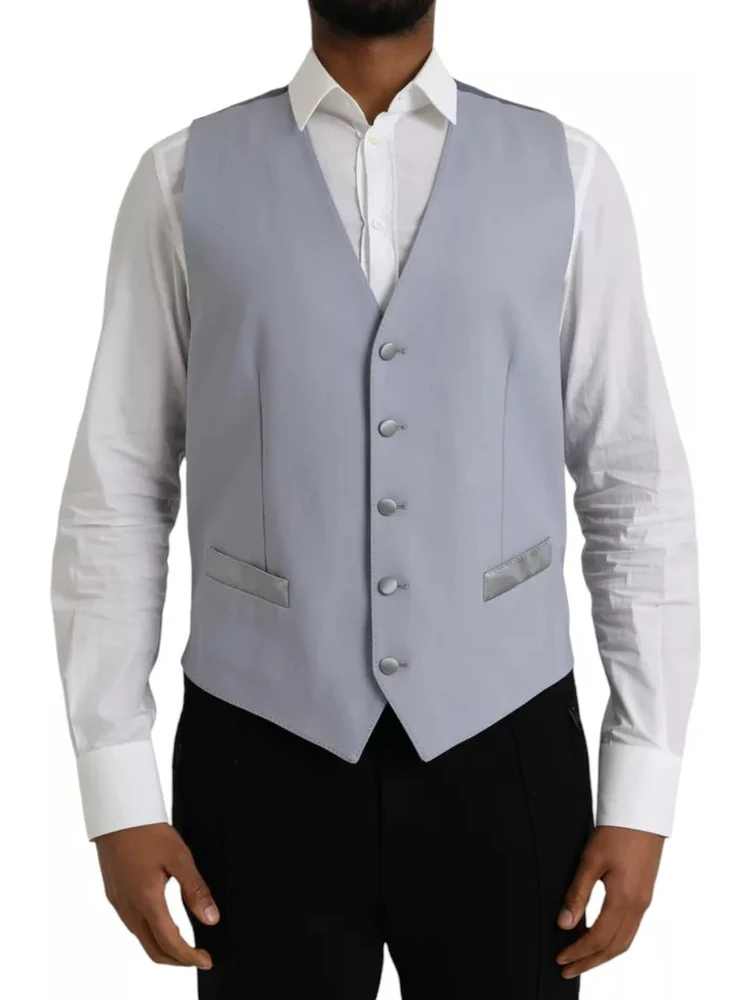 Light Blue Wool Formal Dress Waistcoat Vest