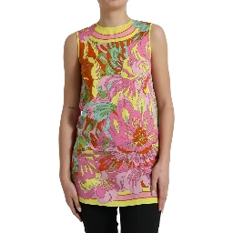 Multicolor Floral Silk Sleeveless Tank Top