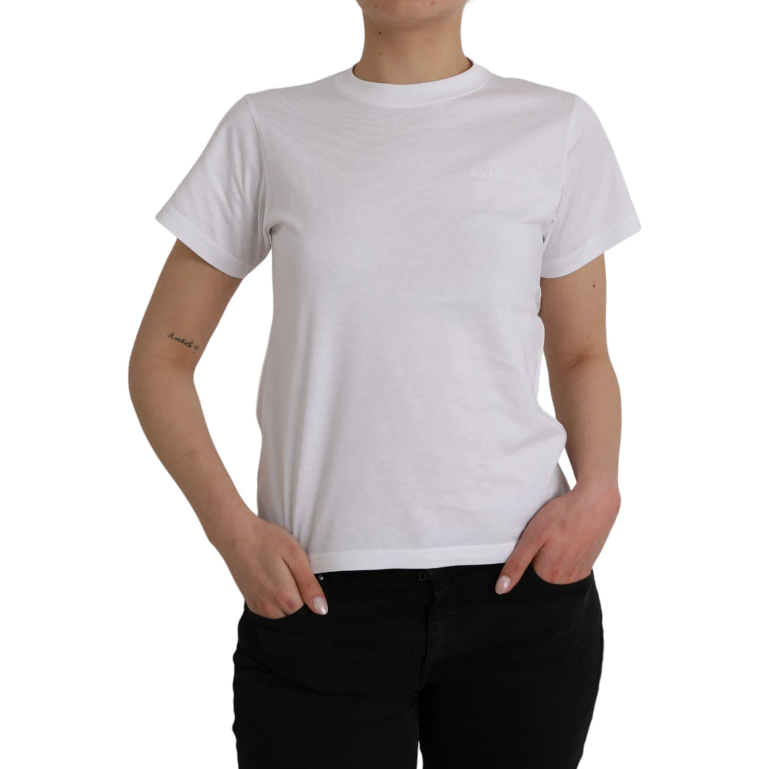 White Cotton Crew Neck Short Sleeves Tee T-shirt