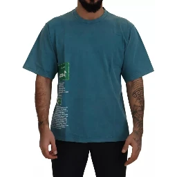 Blue Logo Print Crewneck Tee Cotton T-shirt
