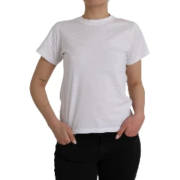White Cotton Crew Neck Short Sleeves T-shirt