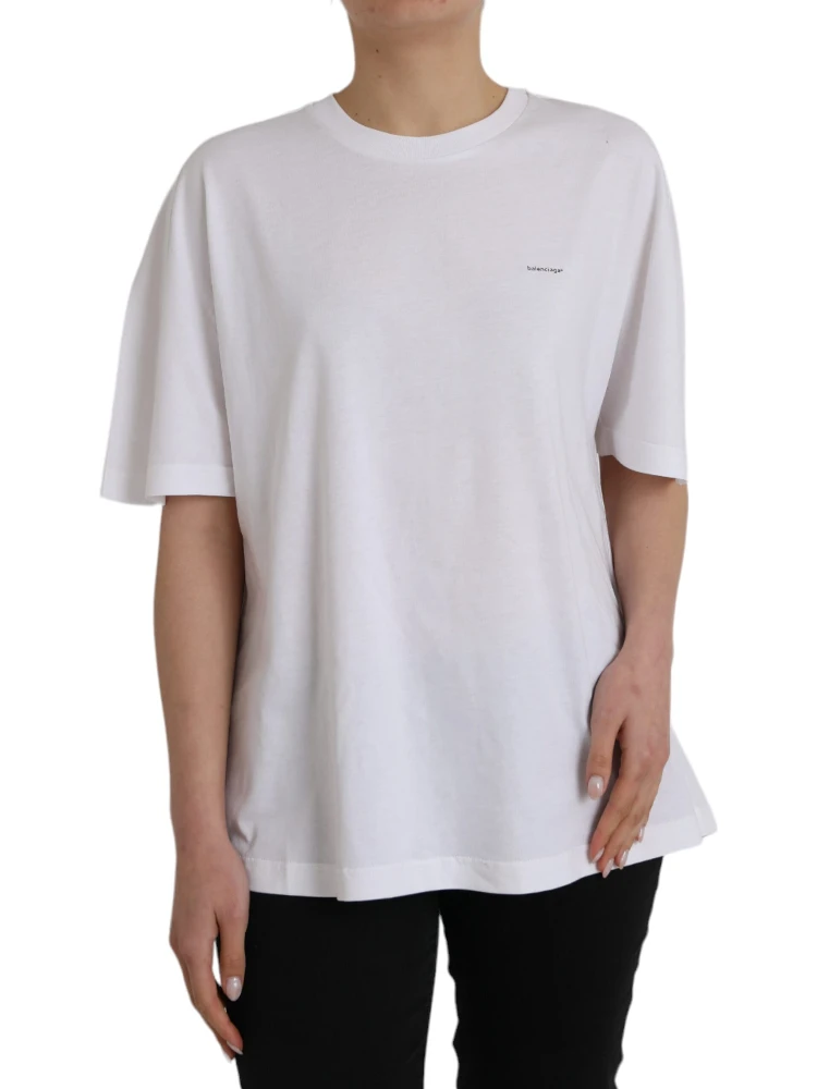 White Cotton Crew Neck Short Sleeves T-shirt