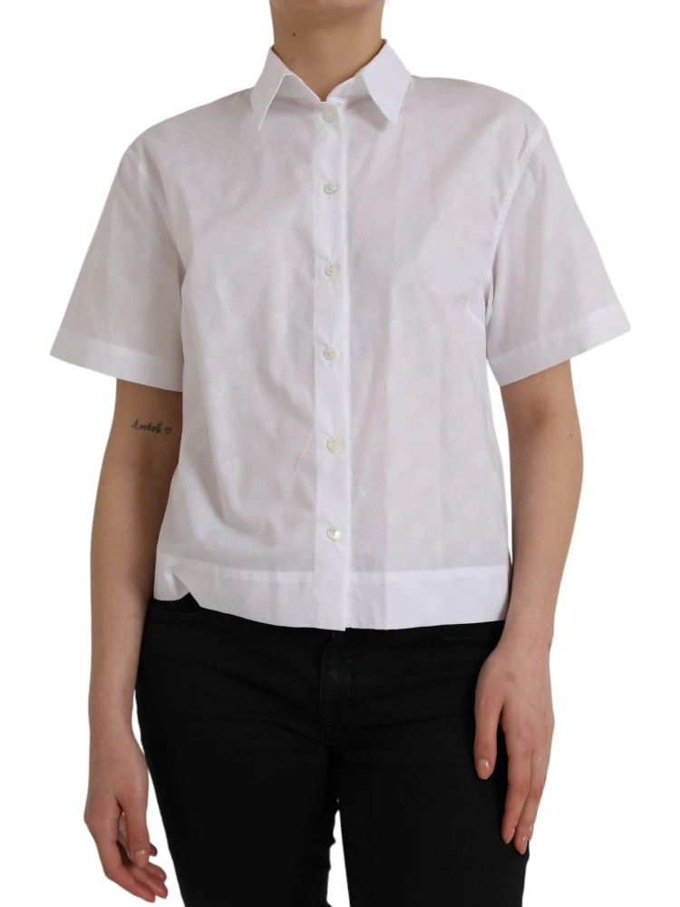 White Collared Short Sleeve Polo Shirt Top