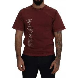 Maroon Printed Crewneck Tee Cotton T-shirt
