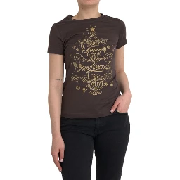 Brown Crewneck 2017 Motive Print T-shirt