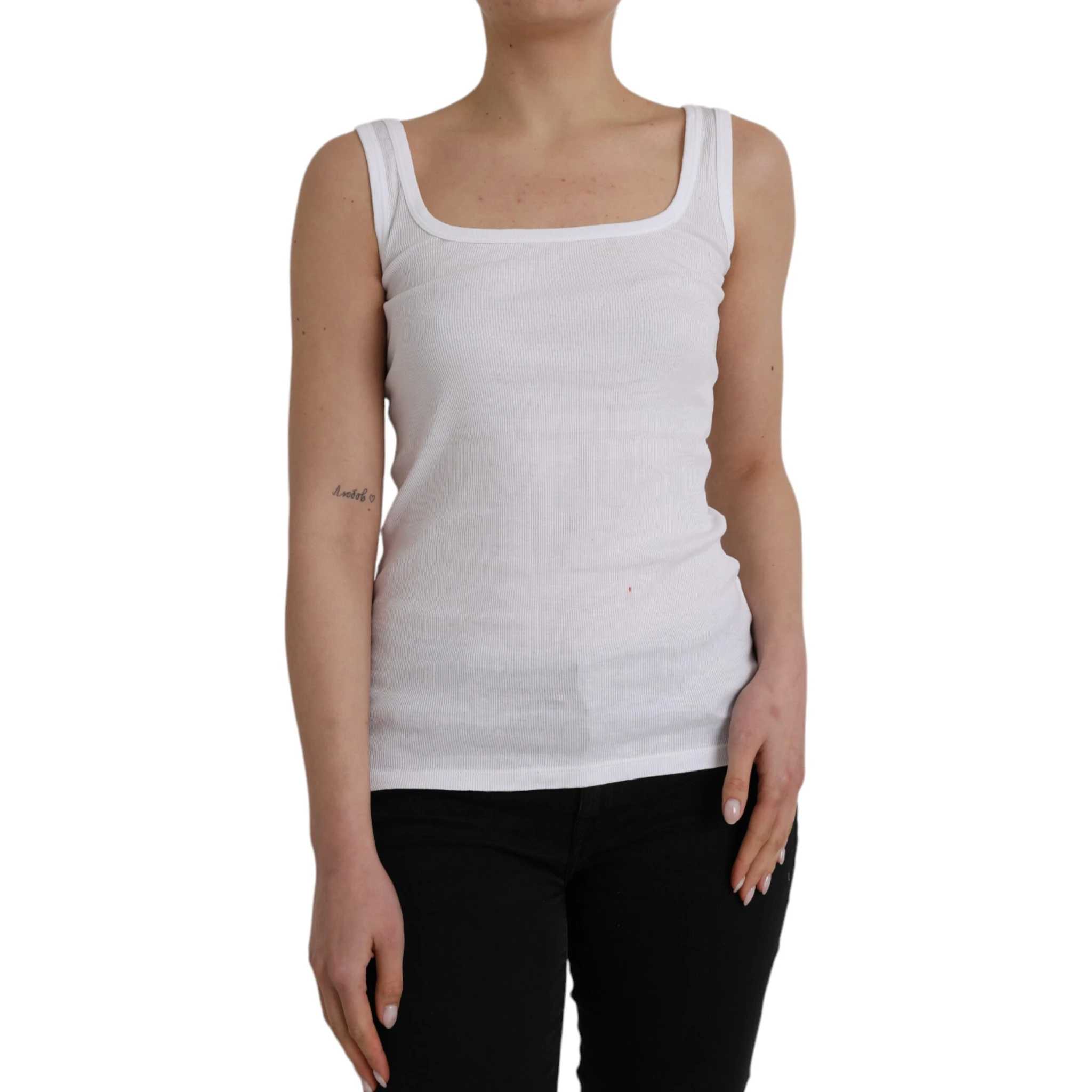 White Cotton Sleevelesss Tank Casual Top